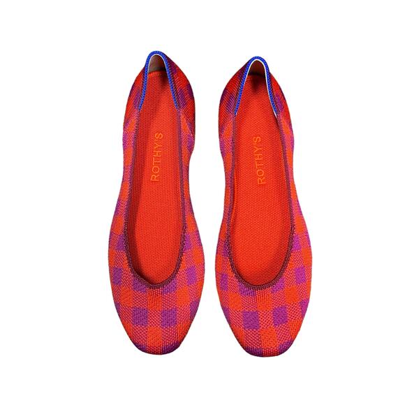 Rothy's Pomegranate Gingham Square‎ Flats Women’s Size 8.5 - Picture 3 of 9